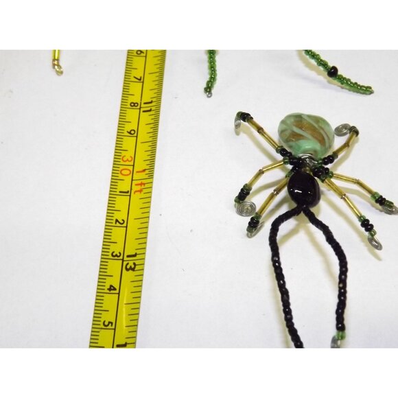 Handmade Beaded Spider Ornaments Set Of 7 Decor Figurines Beads Stones Ooak BagC - Picture 14 of 16